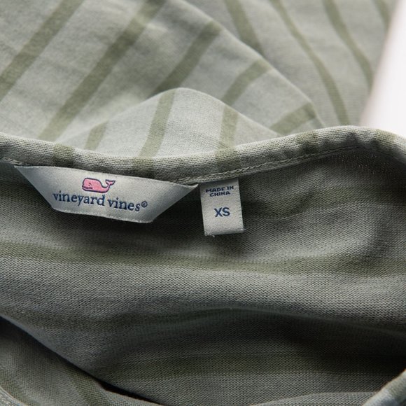 Vineyard Vines Stripe Knit Dress Long Sleeve 100% Cotton Midi Green Size XS - Picture 3 of 5
